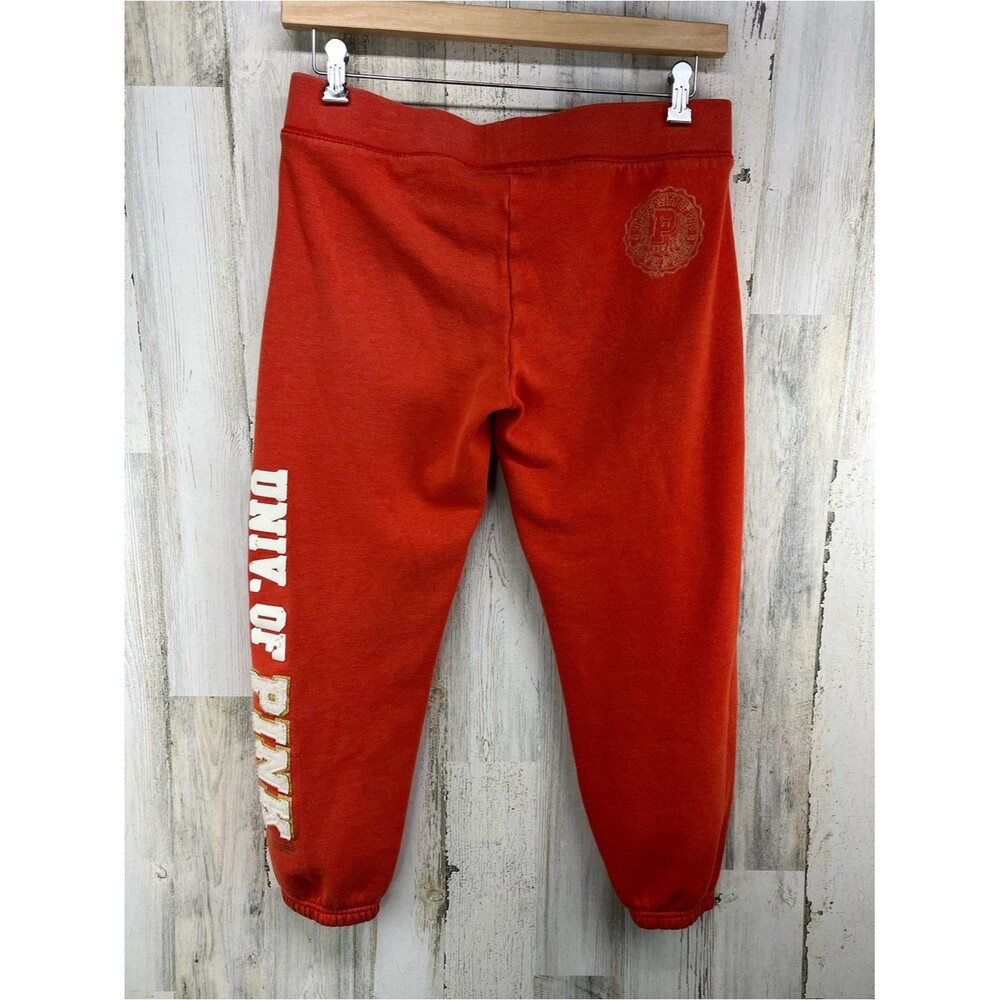 VS PINK Y2K Orange University of Pink Cropped Jogger Sweatpants Womens Medium - Picture 5 of 8